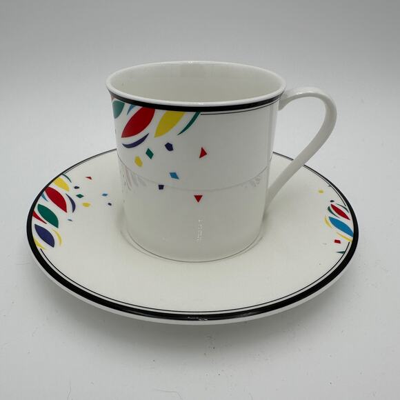 Vintage Saucers by Mikasa in Natures Pallet Postmodern 90s Geometric 6.5" Set/8 - Picture 5 of 7